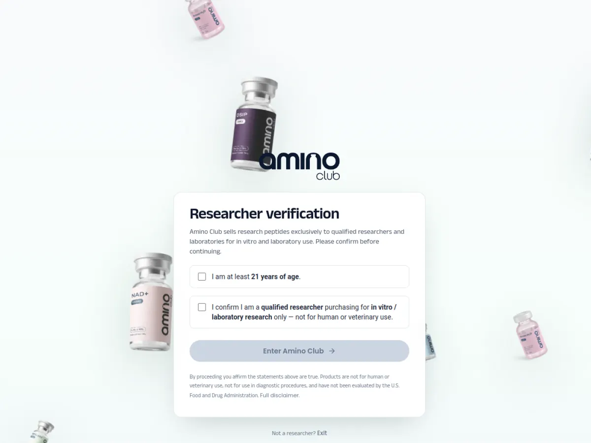 Amino Club storefront homepage