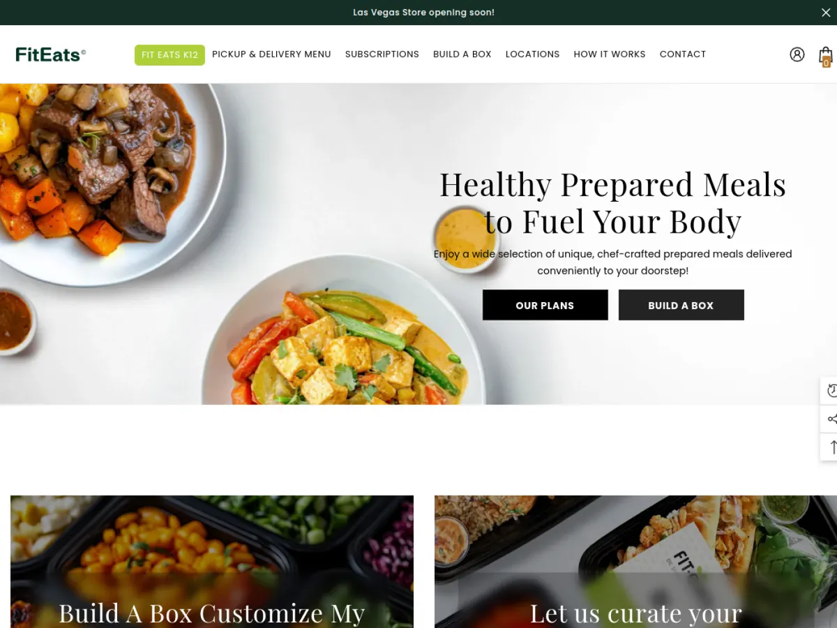 Fit Eats storefront homepage