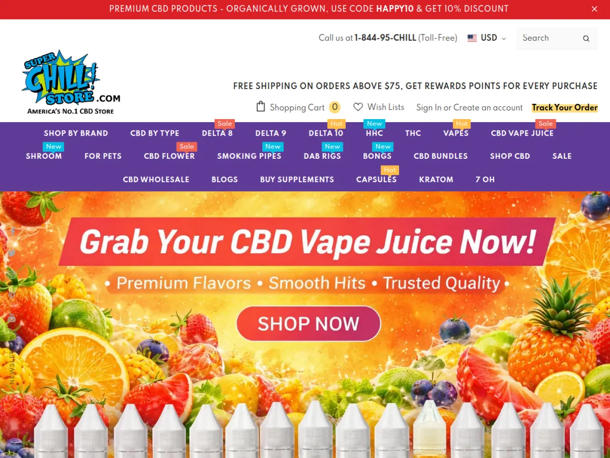 Super Chill storefront homepage